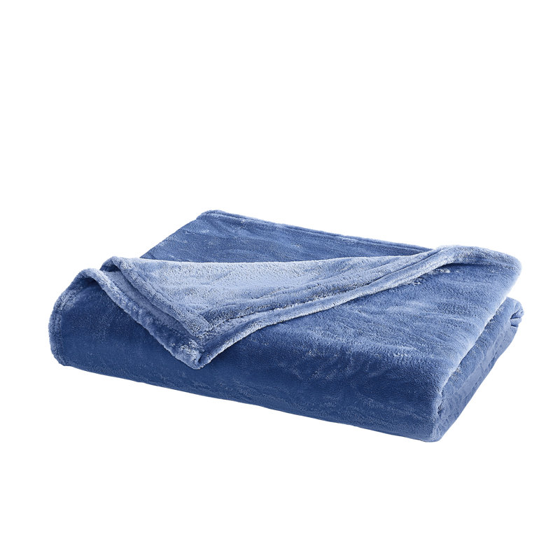 Jeté luxueux London Fog Plush, Bleu