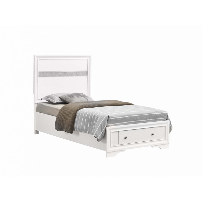 Cadre de lit (seulement lit), Simple, Blanc