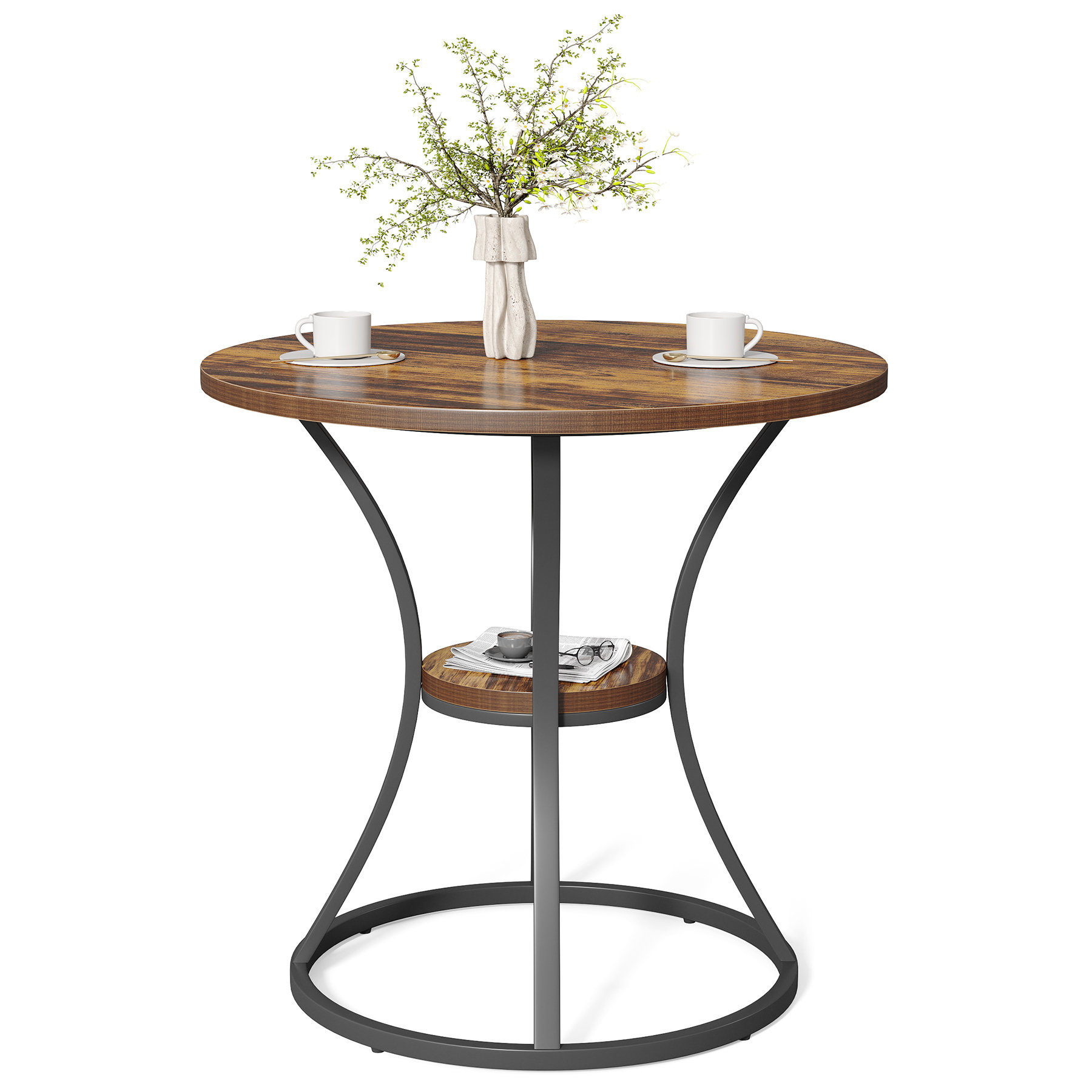 George Oliver Industrial Modern Round 31.5-Inch Small Conference Office ...
