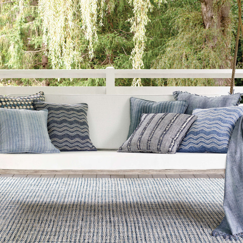 Housse de coussin carré en mélange de polyester pour l'intérieur et l'extérieur Scout, Bleu