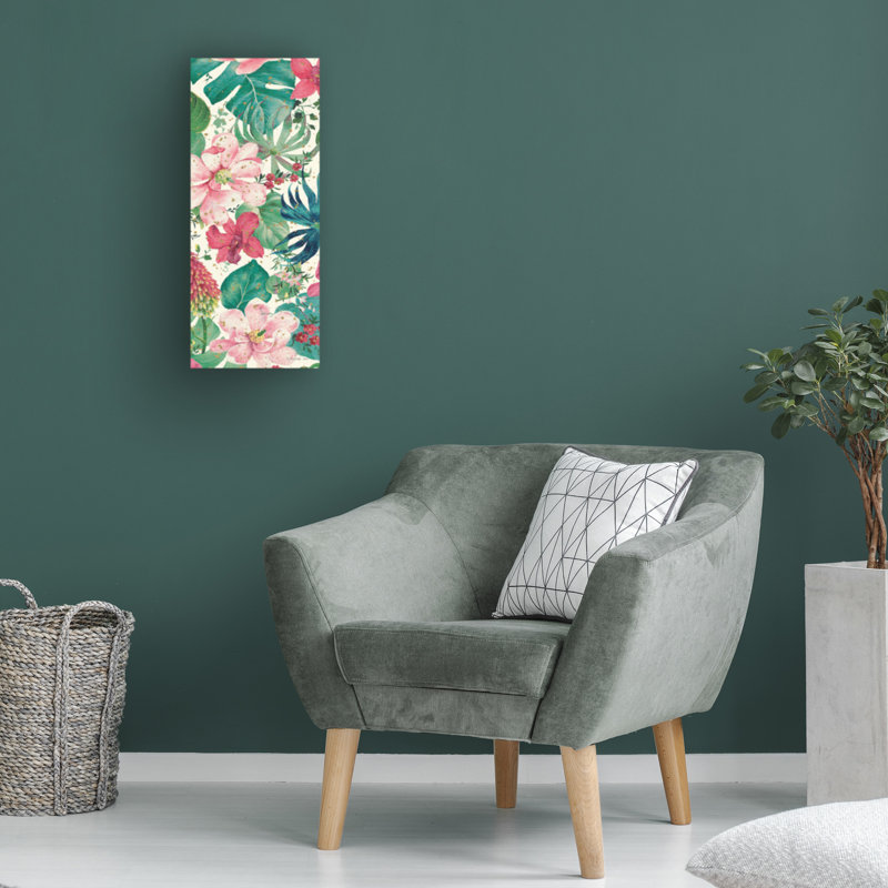 Œuvre de bolognaise, sur un lustre tropical sur un crème III, H 32 po x l 14 po