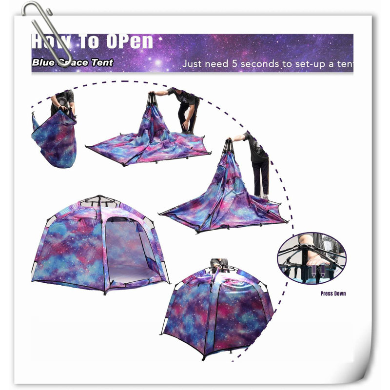 Tente pour 5 personnes, Bleu/rouge/mauve