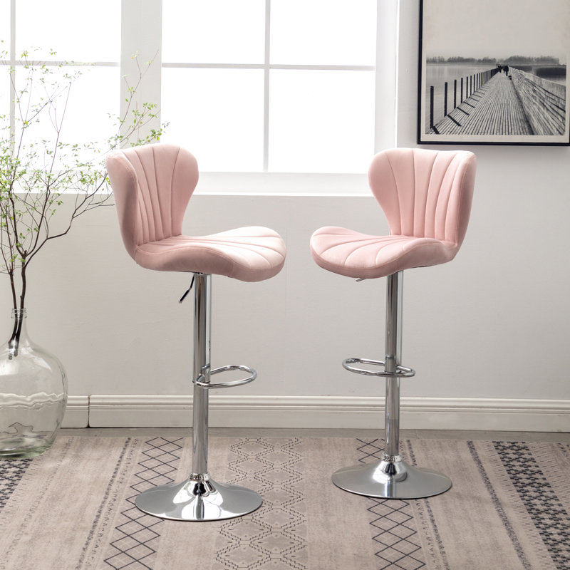 Ensemble de 2 tabourets de bar rotatifs réglables Ellston, Rose, Rose
