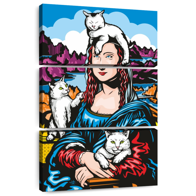 Ketti Mona Lisa avec chats, H 38 po x l 24 po