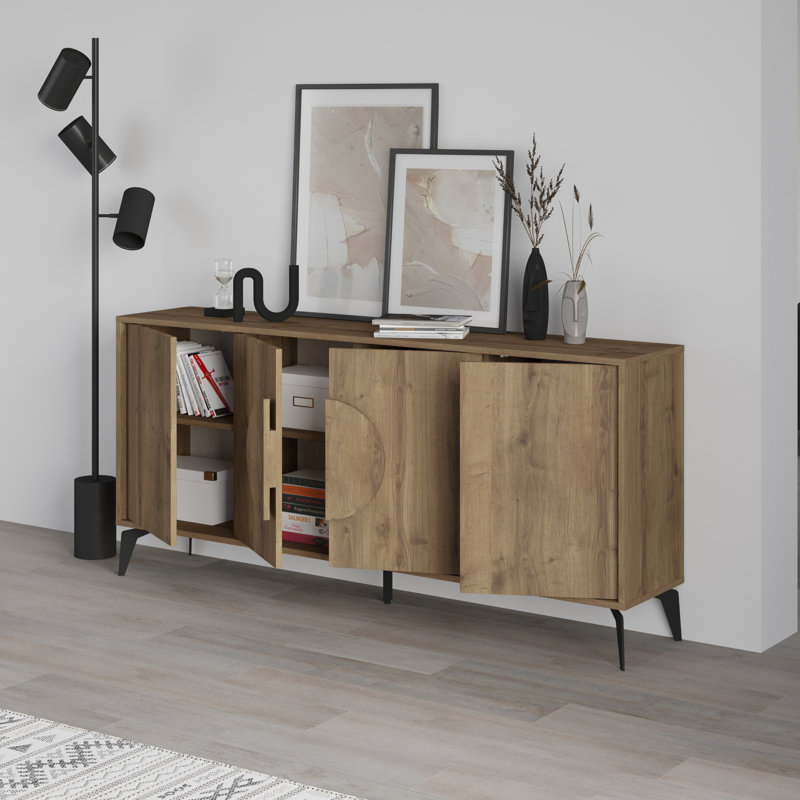 Chani Modern Wide Sideboard Display Unit 180cm, Oak