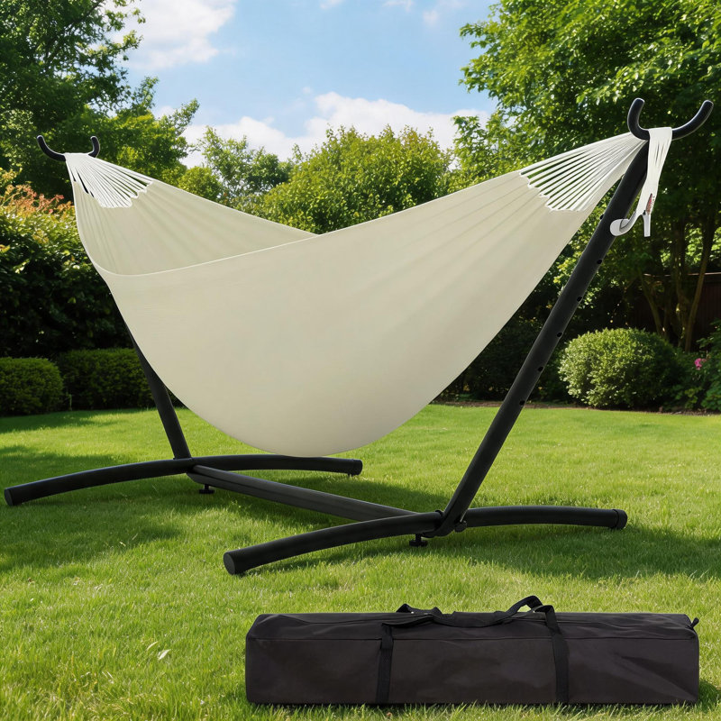 Hamac double robuste avec support en acier, Beige