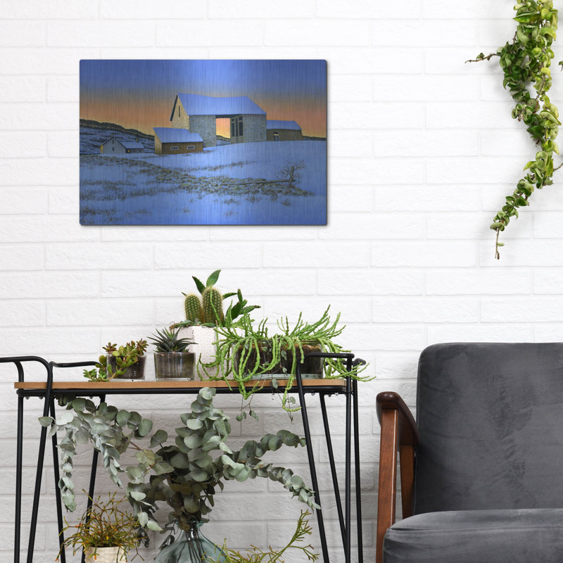  «Last Light Winter Blues» par Michael Fratrich, art mural en métal, 16 po x 12 po, H 12 po x l 16 po