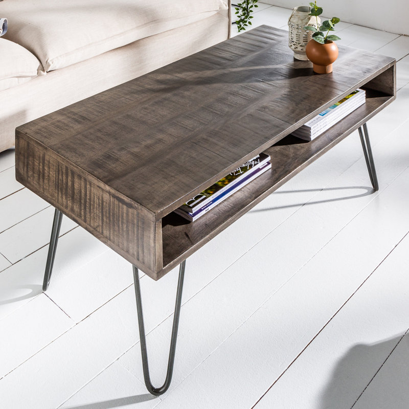 Theodora Four Leg Coffee Table with Storage, Grey