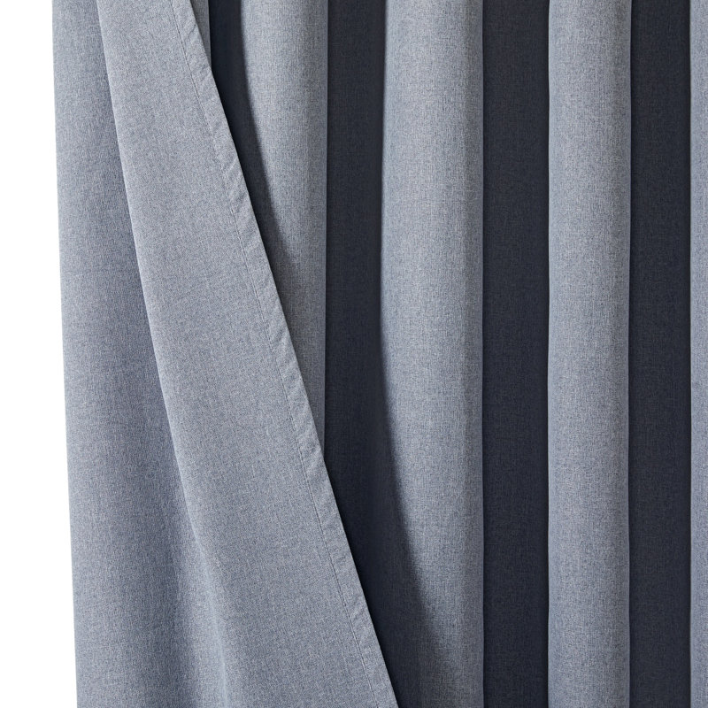 Linen Blend Blackout Curtain Panel Pair, Grey, 117cm Width x 137cm Drop