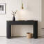Console moderne avec façades de tiroir cannelées, plateau de table ovale et pieds courbés de style colonne - Table de rangement d'entrée avec 2 tiroirs pour le salon et le couloir-1011334923