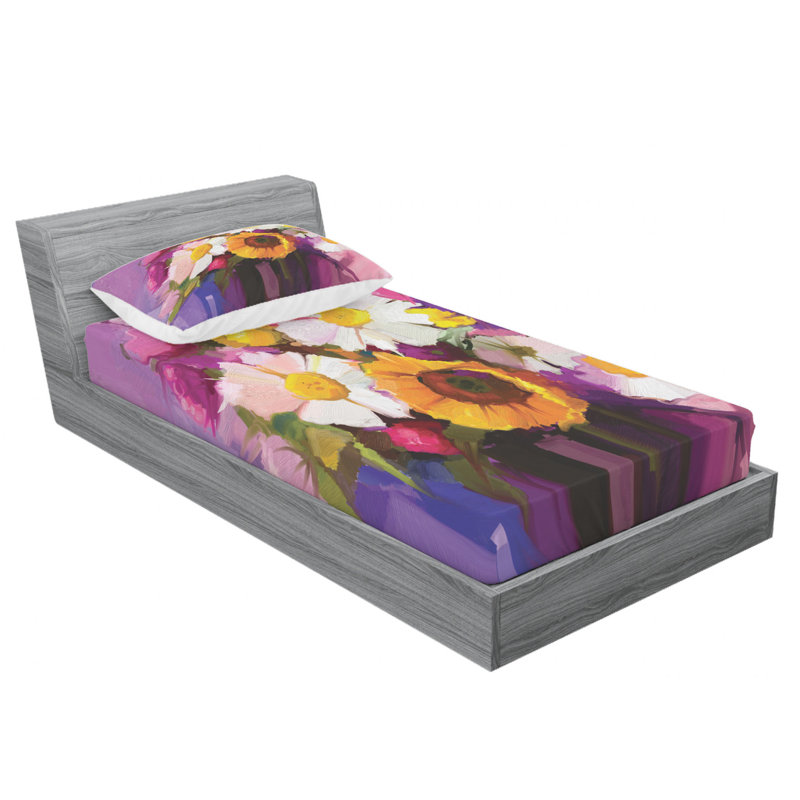 Microfiber Patterned Fitted Sheet, Twin XL Fitted Sheet with 1 Pillowcase
