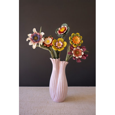  Ensemble de 6 fleurs en feutre - tiges florales en textile doux - 25 po de hauteur