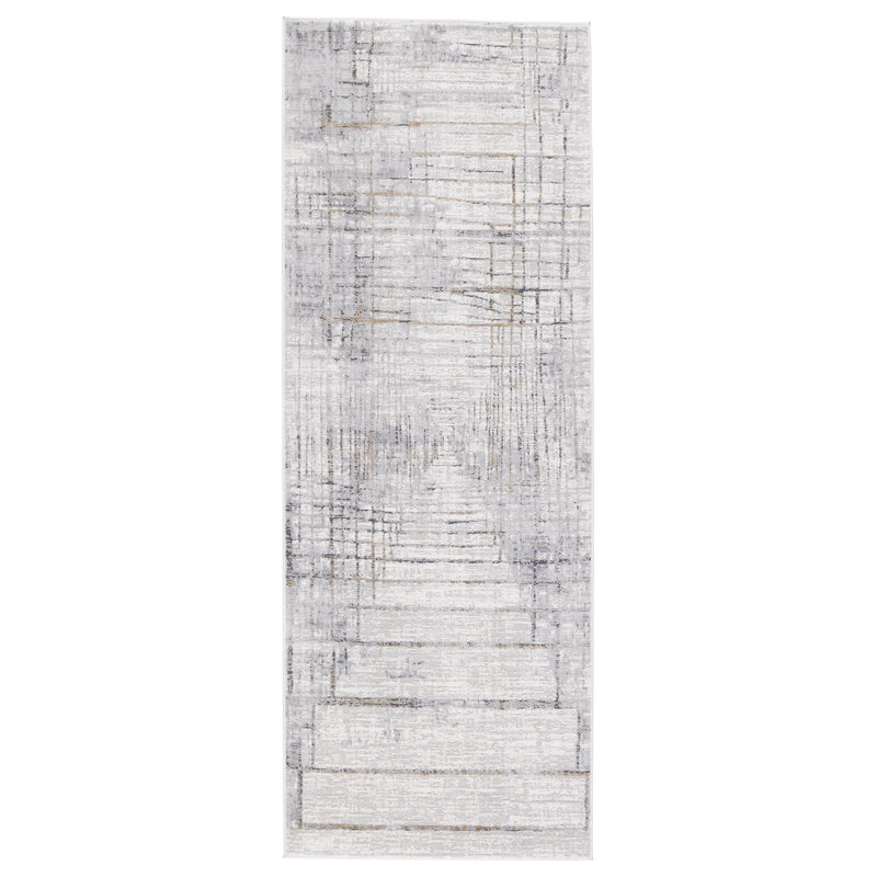 Tapis abstrait gris, Tapis de couloir 3 pi x 8 pi