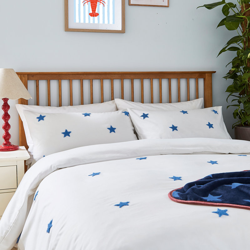 Tufted Star Duvet Cover Set, Double Duvet Cover + 2 Standard Pillowcases, White