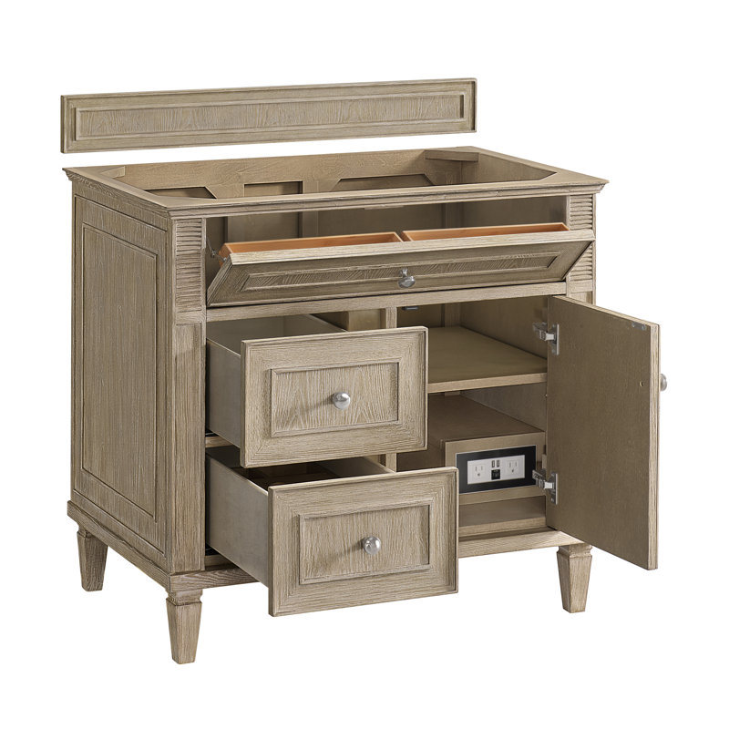 Lorelai 36'' W Single Bathroom Vanity Base, Whitewashed Oak