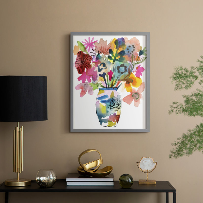 Linear Bouquet I, reproduction encadrée - bois massif, H 11 po x l 9 po, Gris