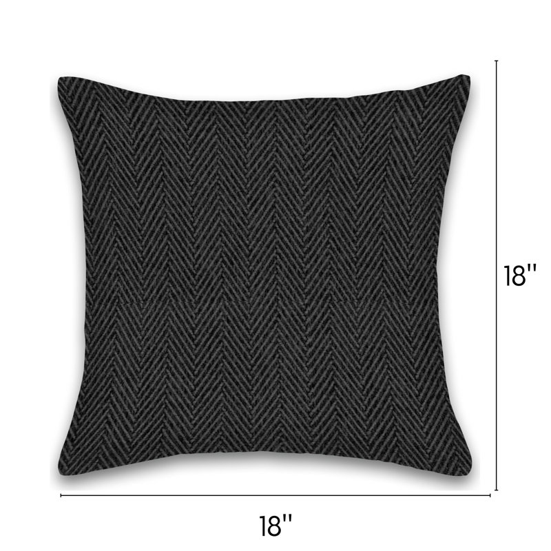 Herringbone Cotton Throw Pillow, Black