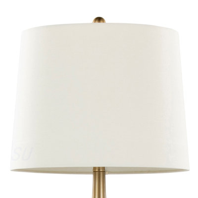 Lampe de table contemporaine en métal doré avec abat-jour en lin Pebble