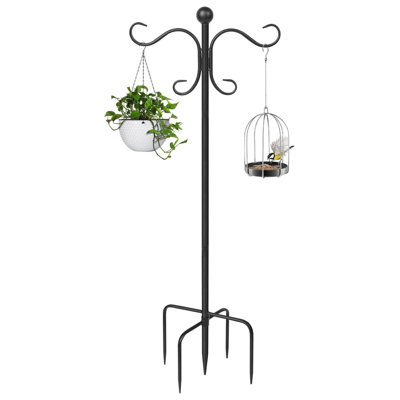 76 Inch Adjustable Double Shepherds Hooks For Outdoor Heavy Duty, Two Sided Garden Bird Feeder Pole For Hanging Plant Baskets, Solar Lights, Weddings Decor