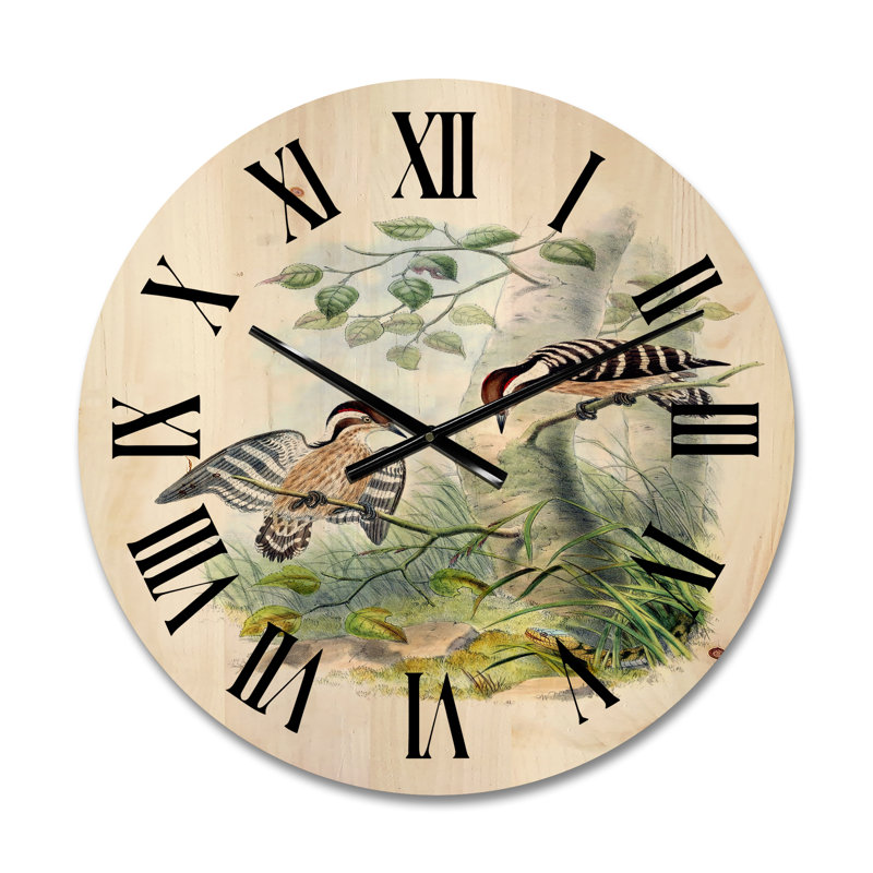 Horloge murale en bois Birds in the Wild I, Moyen