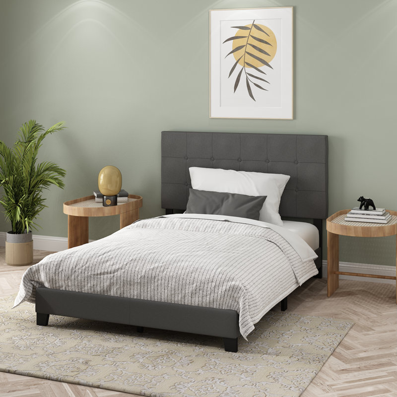 Lit plateforme tapissier Anding, Double, Pierre