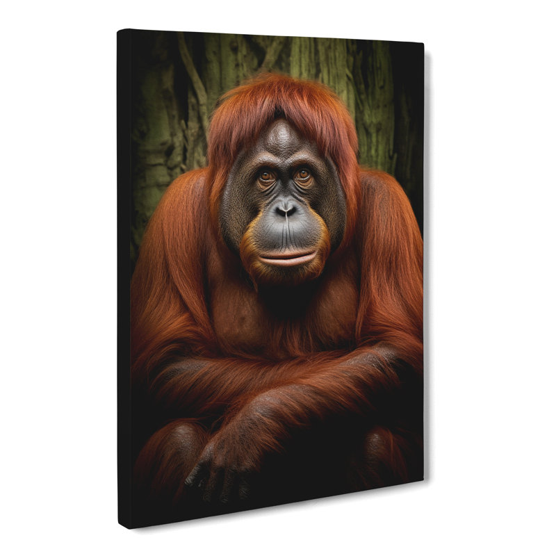 Orangutan Gestural Art No.2 - Wrapped Canvas, 50cm H x 35cm W x 3cm D