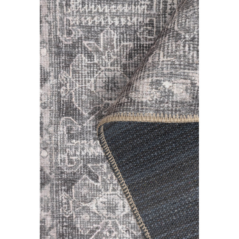 Jax Antique Vintage Patterned Grey Authentic Washable Chenille Carpet, Square 6'11"