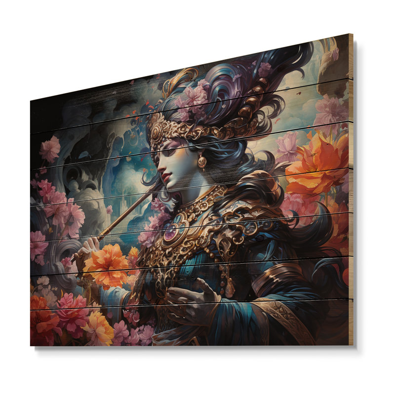 «Hinduisim Art Bhagavad Gitas II» sur bois, H 24 po x l 32 po x P 0,78 po