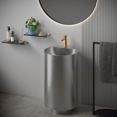 Karran Cinox 16.5 " 32.75 " Tall Stainless Steel Circular Bathroom Sink