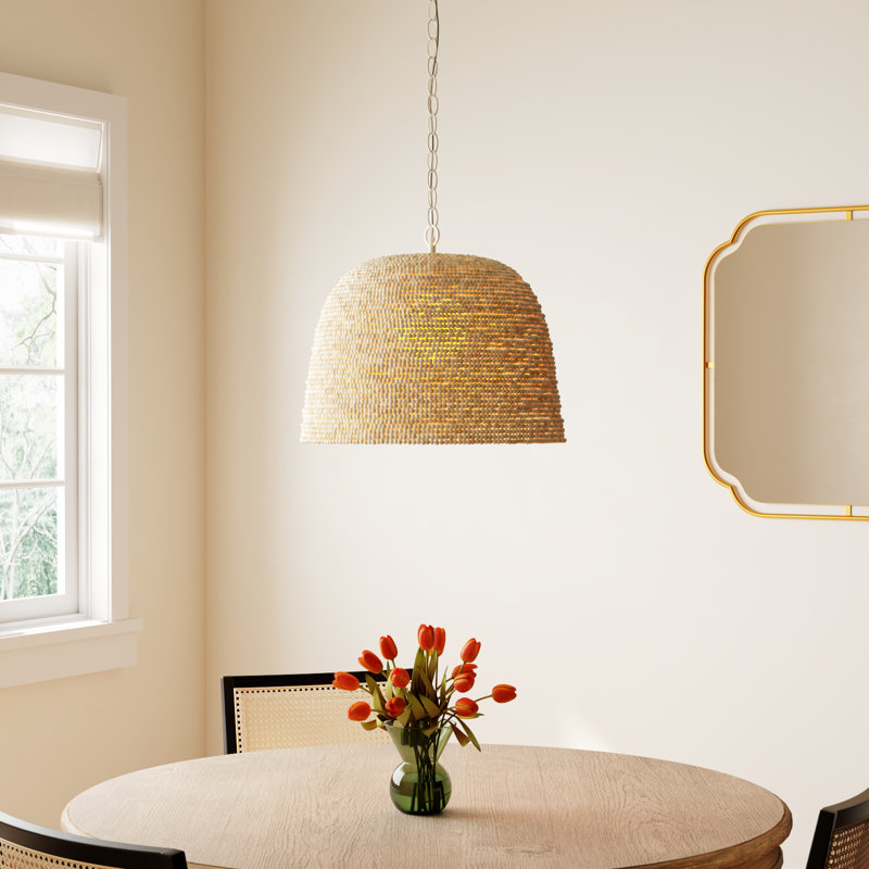 Pacifica 1-Light Off White Mango Wood Pendant