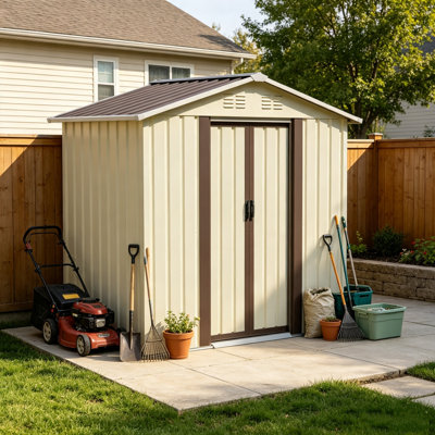 5x3 FT Metal Garden Storage Shed for Patio Outdoor Backyard Use Sliding Door Design Lockable Weather Resistant Low Maintenance