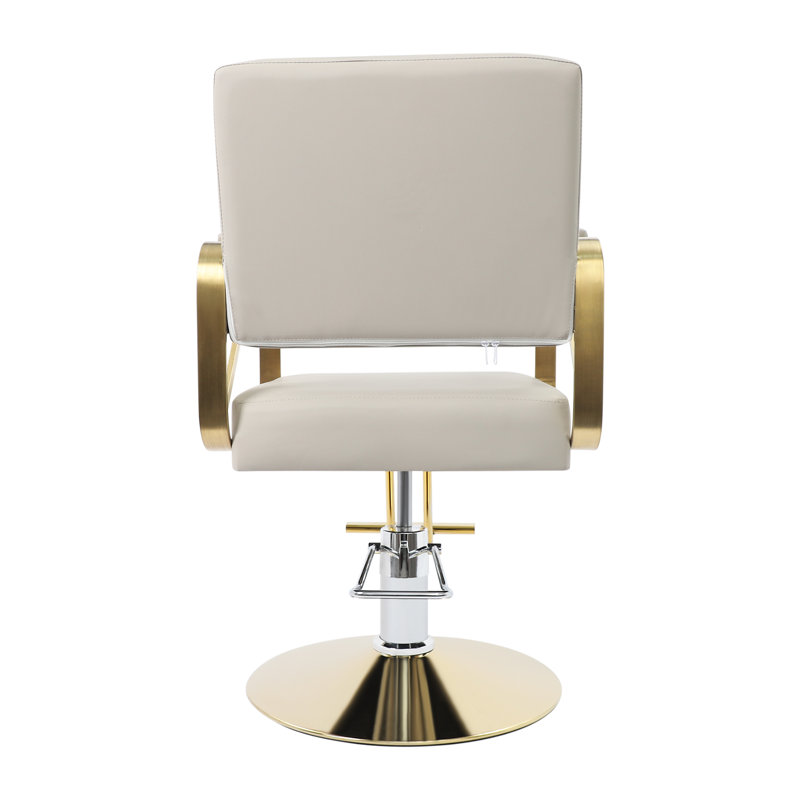 Tabouret de barbier beige 360 ° Fauteuil de coiffure à hauteur réglable pour salon de coiffure, Beige