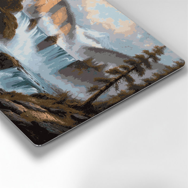 Cascade Sci Fi Mountain, art mural en métal brun, H 132 po x l 168 po x P 0,05 po