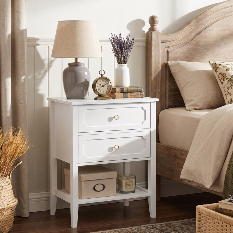 Table d'appoint blanche en bois massif, Blanc