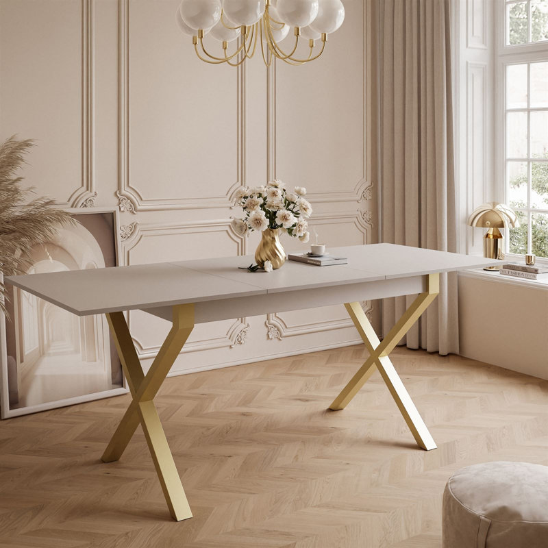 Courtnay Extendable table 140 cm, "X" legs, cashmire