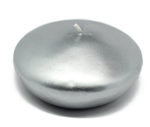 Ensemble de bougies flottantes non parfumées, H 1,8 po x 4 po de diamètre, Argent métallique, Ensemble de 3