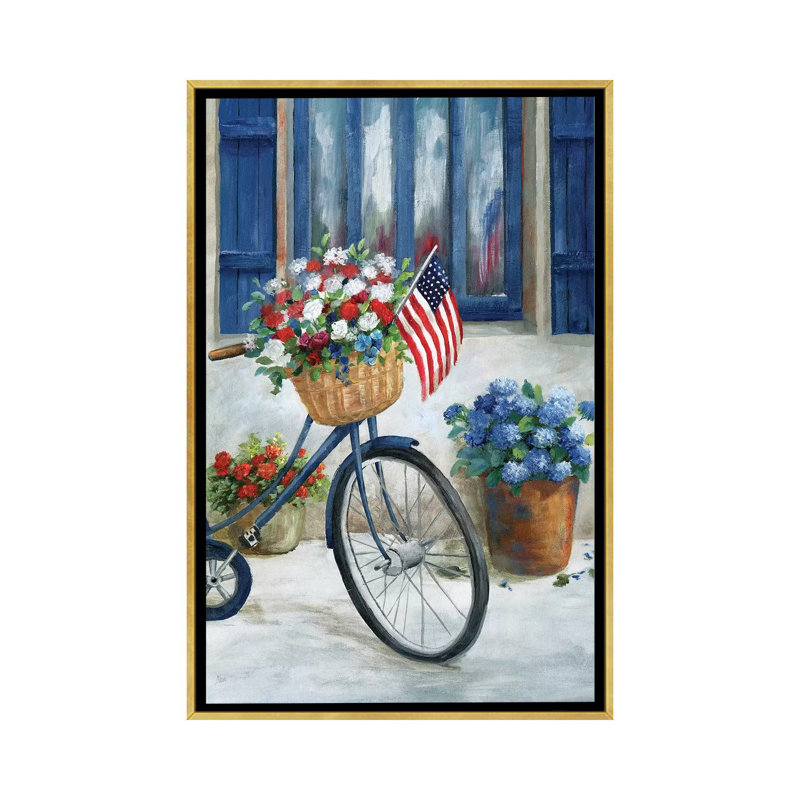 «Patriot Bike II» par Nan - impression, H 48 po x l 32 po x P 1,5 po, Encadrement doré