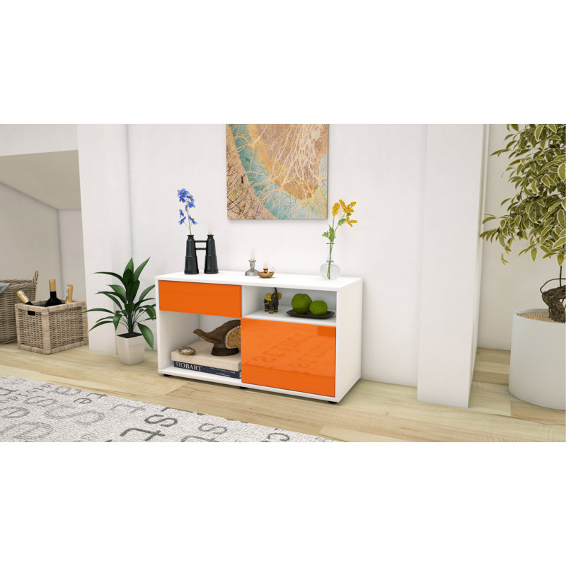 Stephan 92cm W 1 - Drawer Chest of Drawers, High-gloss Orange / Matte White