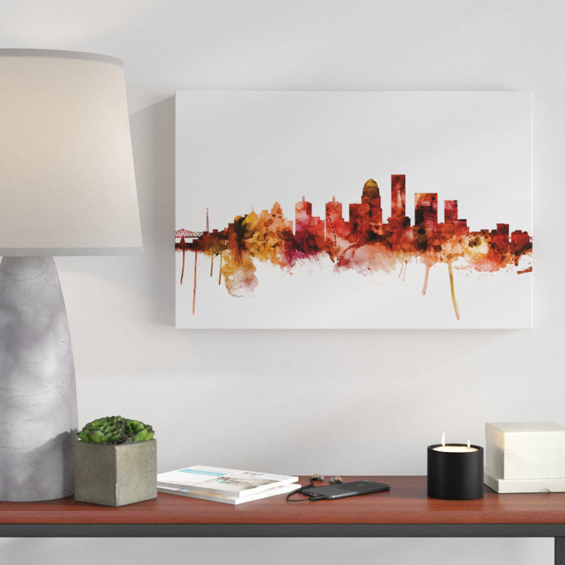 « louisville kentucky city horizon red », impression sur toile tendue, H 16 po x l 24 po x P 2 po