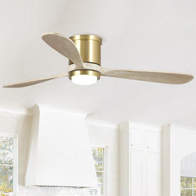 52" 3 - Blade Low Profile Smart Ceiling Fan With LED Lights And Remote Control Included