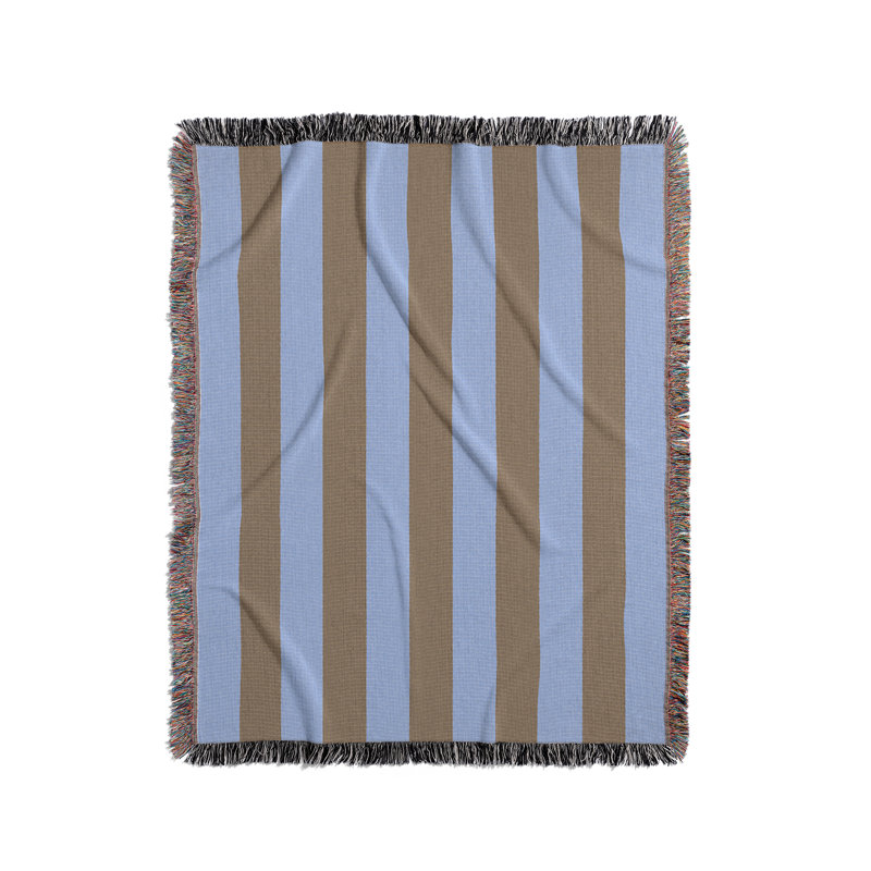 Jeté en mélange de coton Lynch, Bleu pâle / brun, 60" L x 50" W