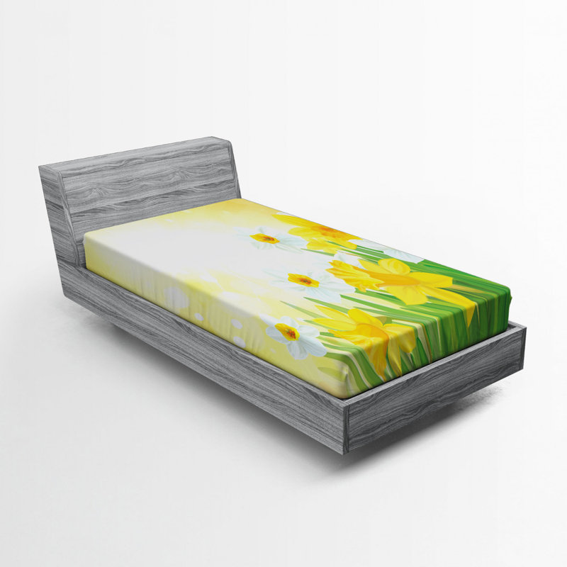 Microfiber Floral Fitted Sheet, Twin Fitted Sheet