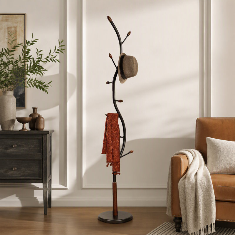 Metal  And  Standing Coat Rack, Black