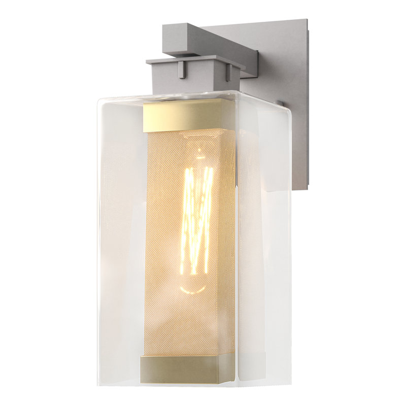 Polaris Outdoor Armed Sconce, Coastal Gold, Coastal Burnished Steel, 13.9" H x 5.4" W x 8.5" D