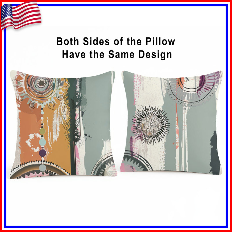 Mandala Throw Pillow, Abstract Double Sided Pillows, 26 x 26 inches