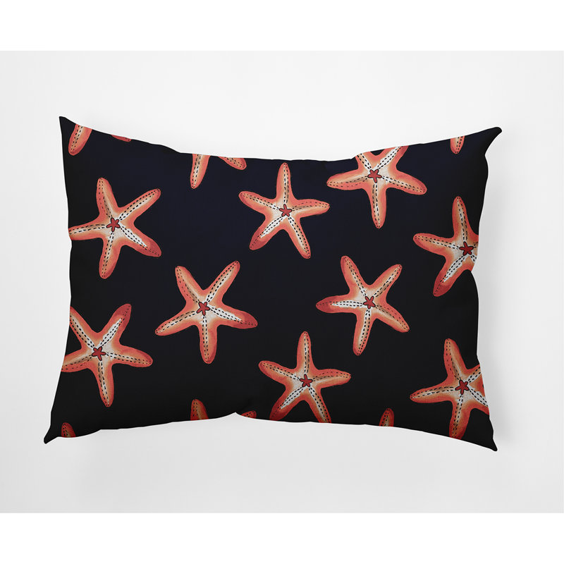 Geometric Outdoor Reversible Throw Pillow, Navy/Orange