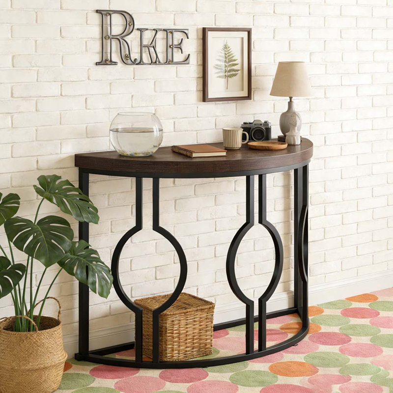Table d'appoint industrielle en forme de demi-lune