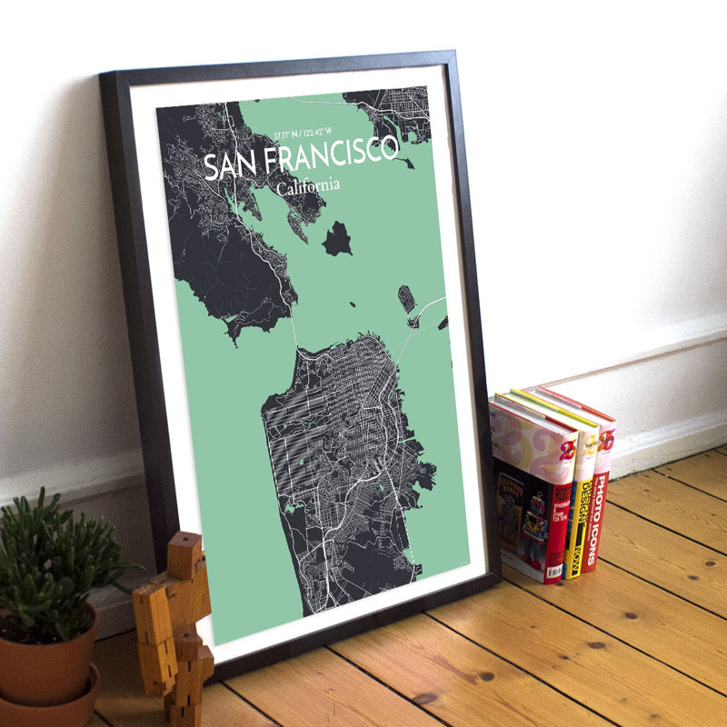 « san francisco city map », reproduction d’impression sur affiche en rêve, H 27,6 po x l 19,7 po x P 0,05 po