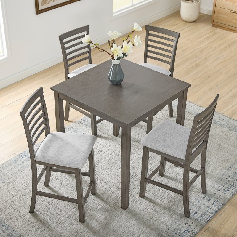 Ensemble de salle à manger 5 pièces avec table de bar et chaises, conception peu encombrante, style rétro, facile à assembler