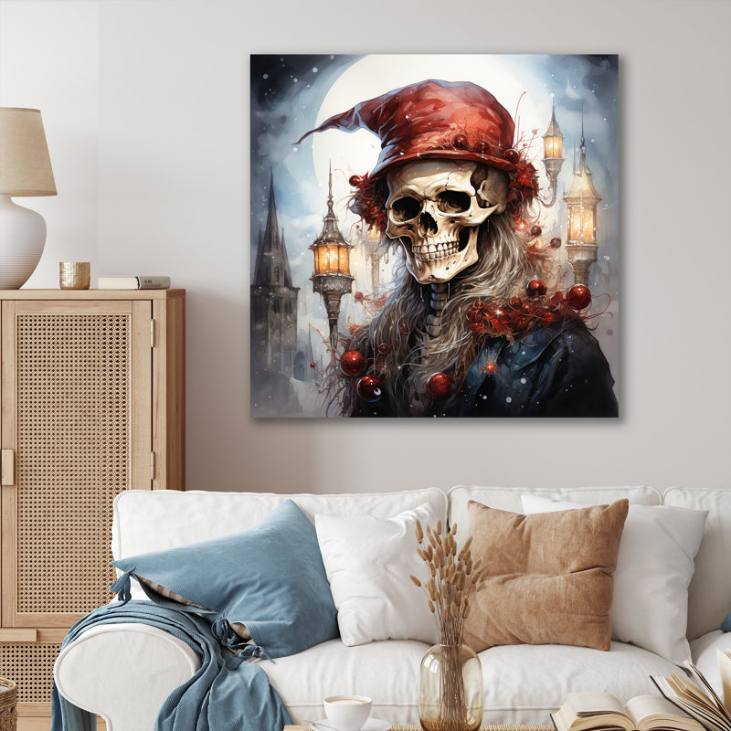 Cauchemar avant Noël Graveyard I - art mural mode crâne, H 30 po x l 30 po x P 1,5 po, Toile tendue